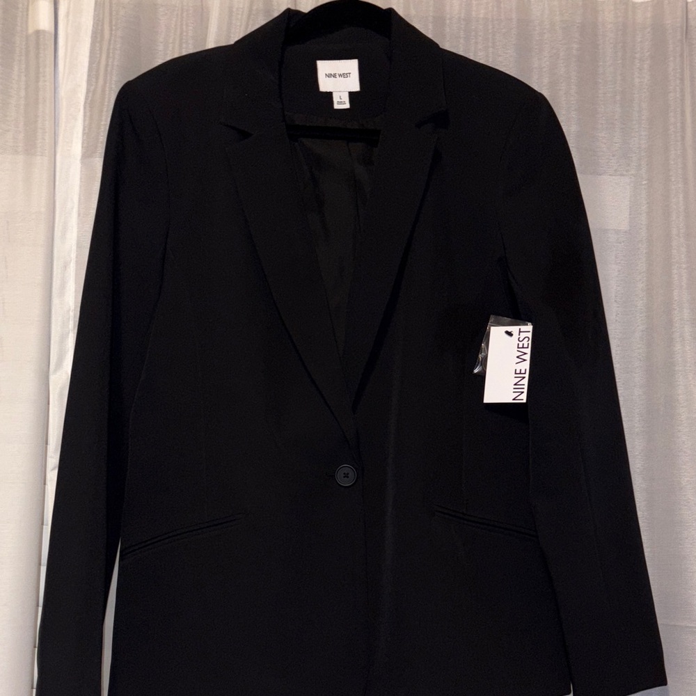 NEW Nine West Classic Single Button Black Blazer Size Large - Picture 3 of 8